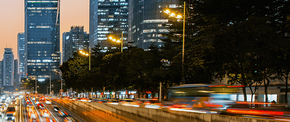 Urban highway at night