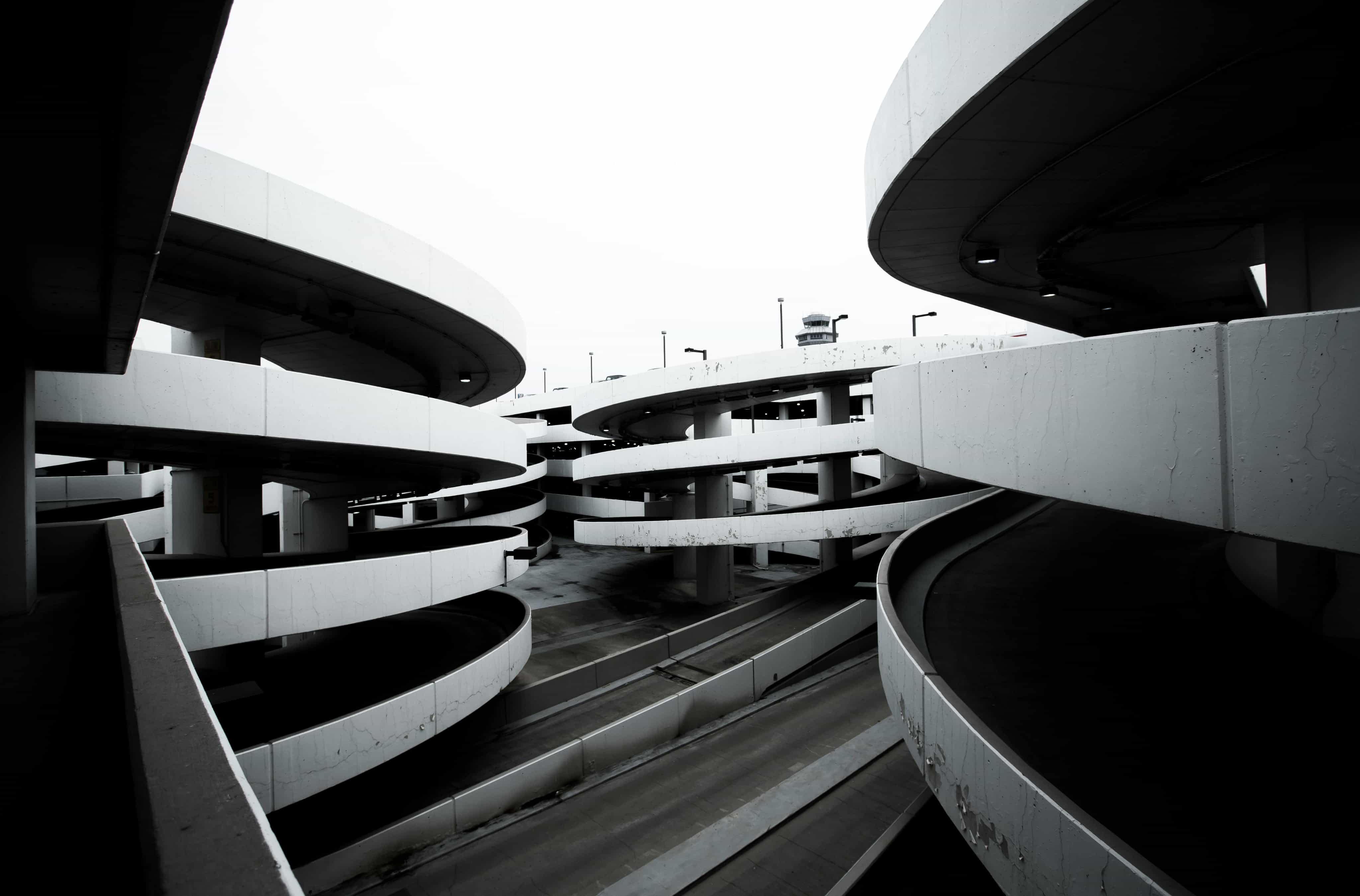 Interior of a modern car park
